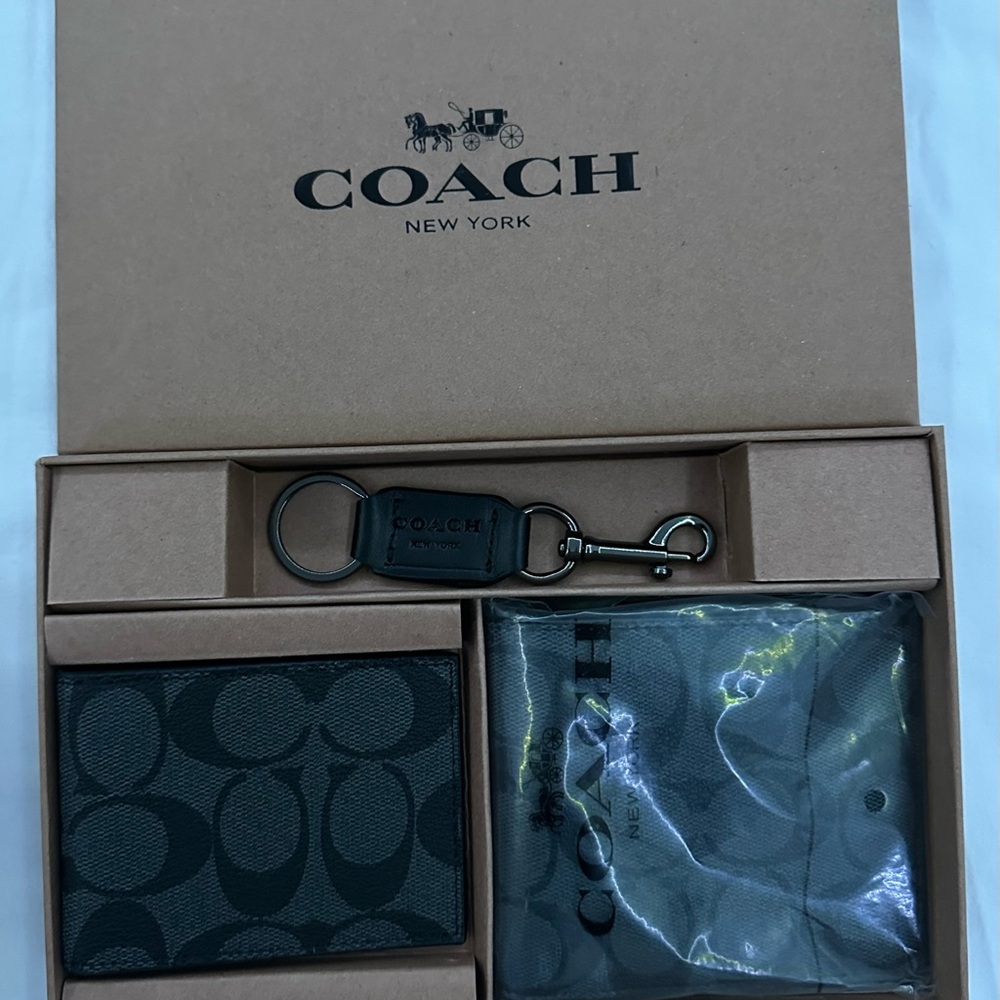 Coach Men's 3-in-1 Wallet Boxed Gift Set Signature Black/Black - Picture 3 of 4